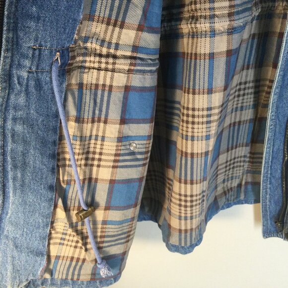 Denim & Co Womens L Jean Jacket Zipper-Front with3- Buttons  Pockets Draw String - Picture 10 of 14